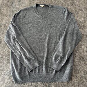 GAP extra fine merino wool gray v neck pullover sweater mens XL